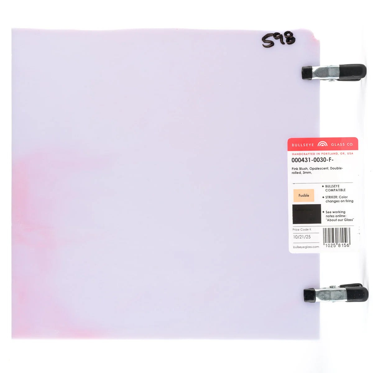 Bullseye Pink Blush Opal Striker Double Rolled Fusible - 043130F - ETA EARLY JULY