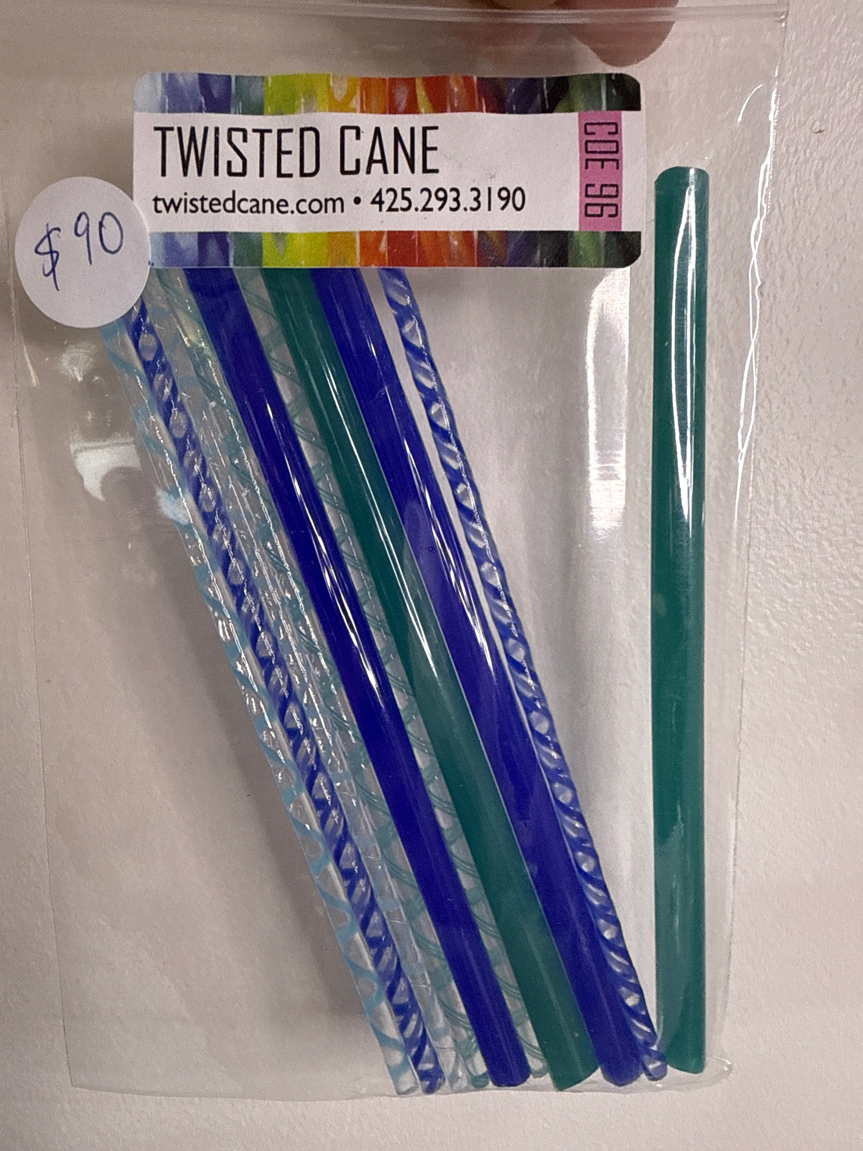 Blue/Green Rod and Twisted Cane Assortment - 96 COE