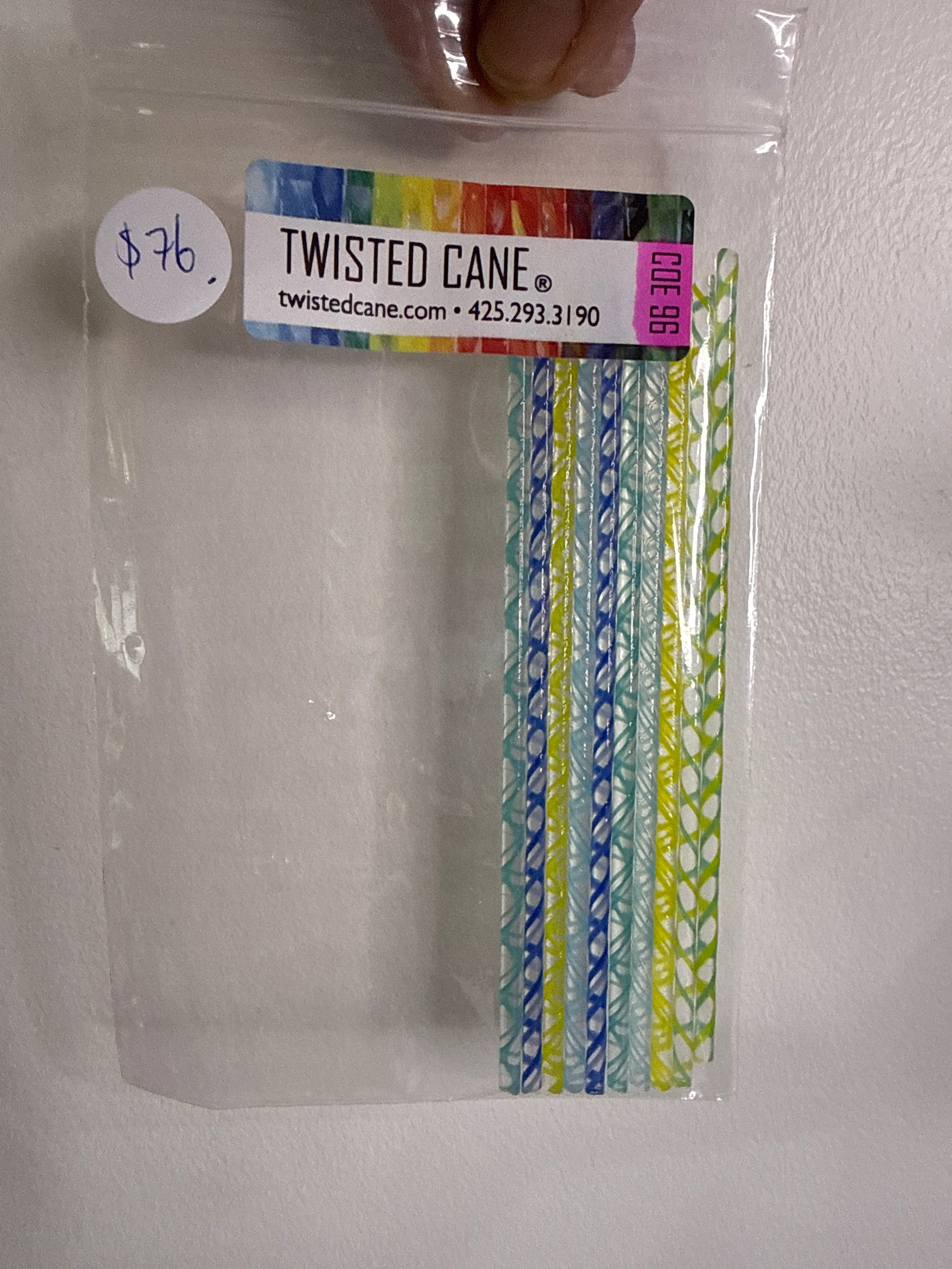 Blue/Green/Yellow Twisted Cane Assortment - 96 COE