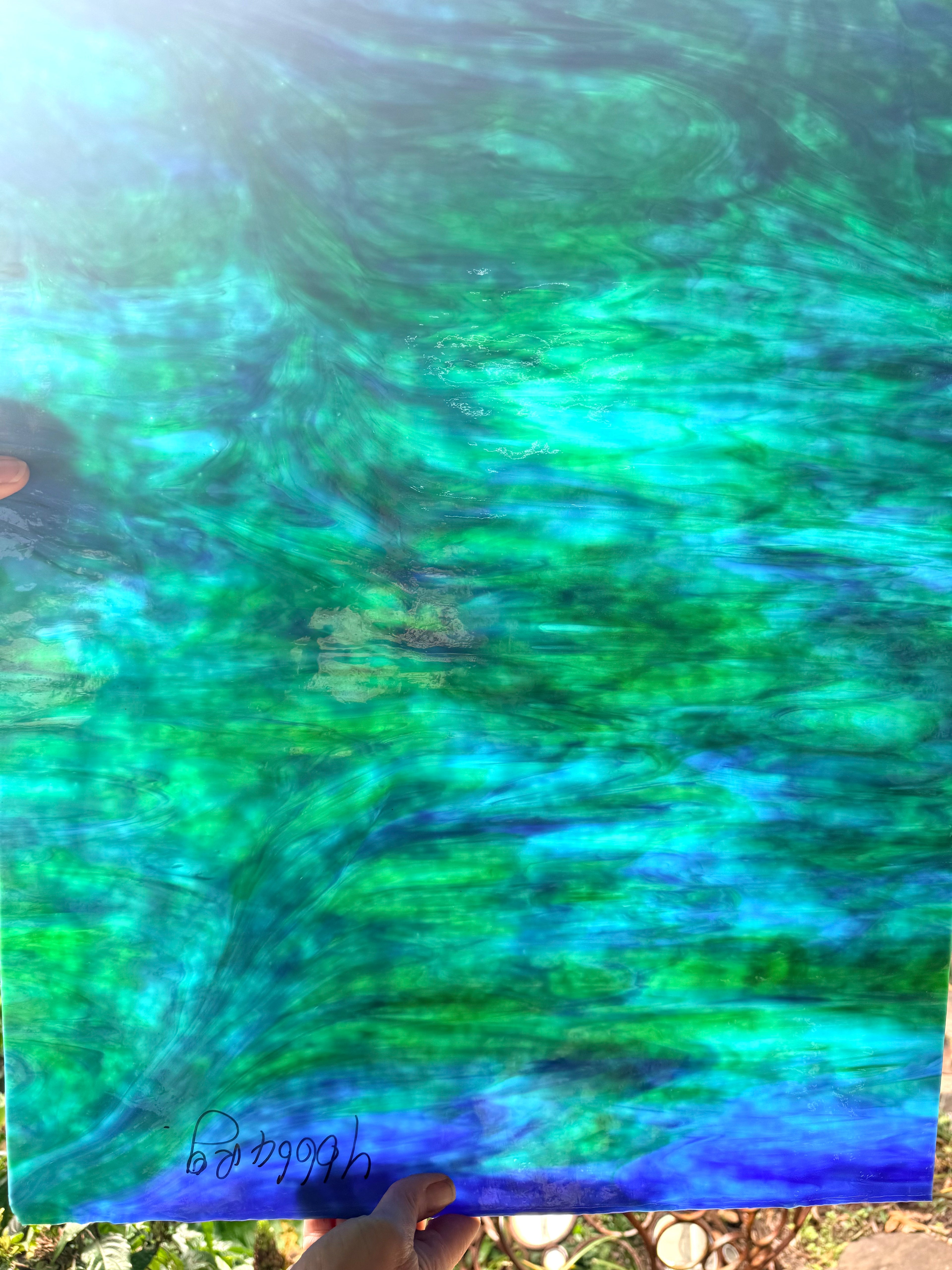 Youghiogheny Turquoise, Cobalt Blue, Green Mottled - Y6664RG