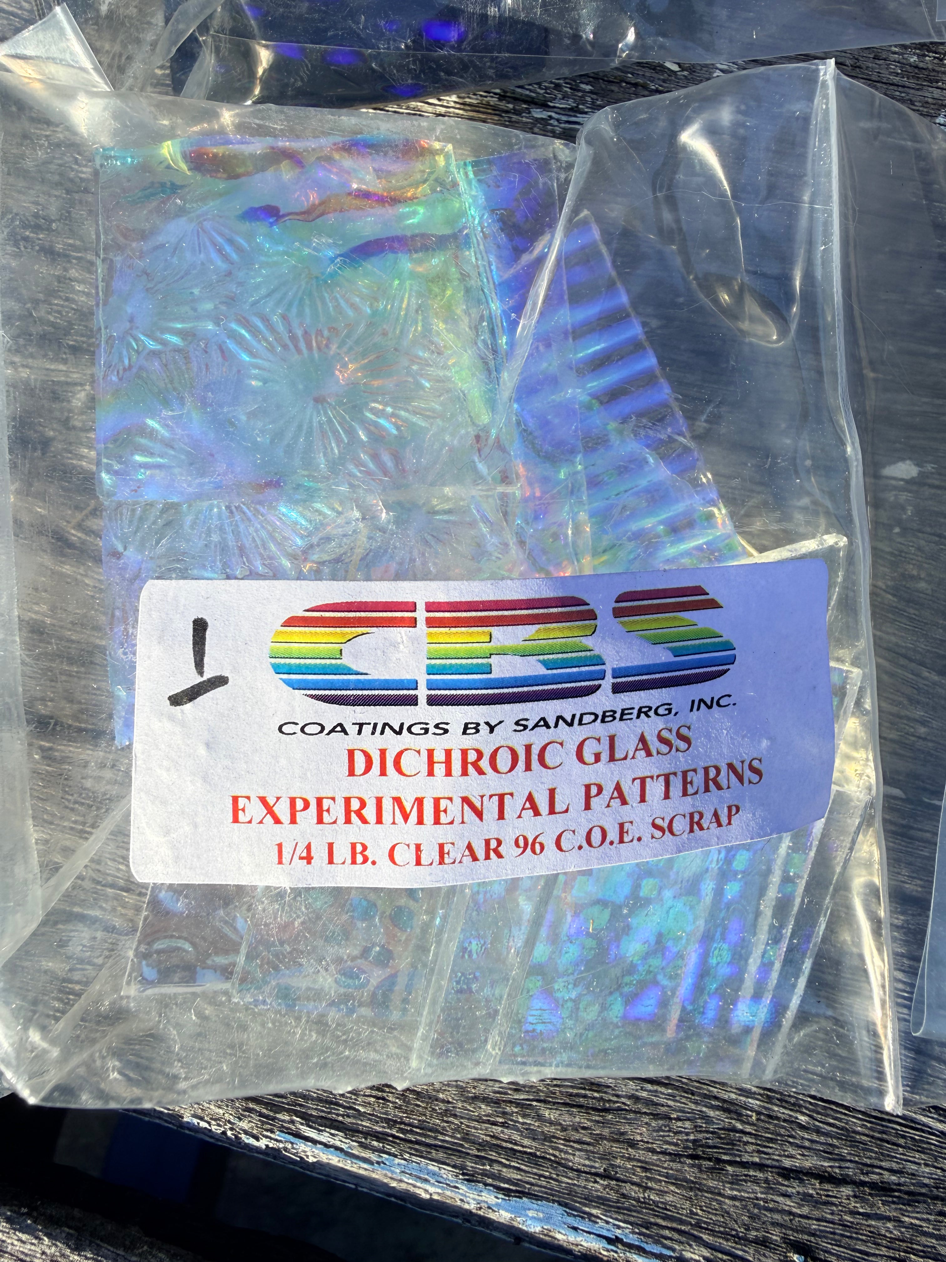 Dichroic glass Experimental Patterns COE 96 CLEAR Scrap