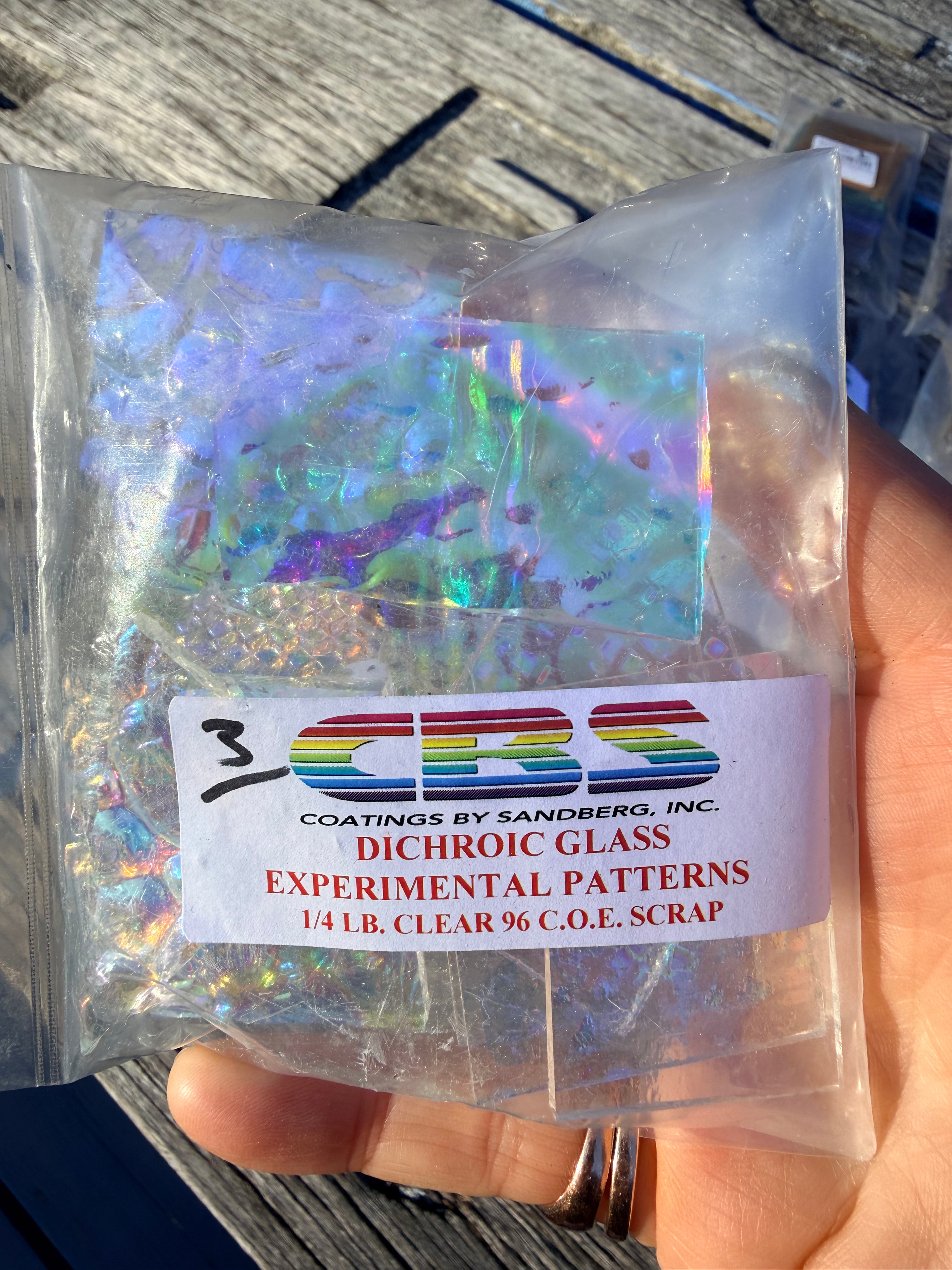 Dichroic glass Experimental Patterns COE 96 CLEAR Scrap