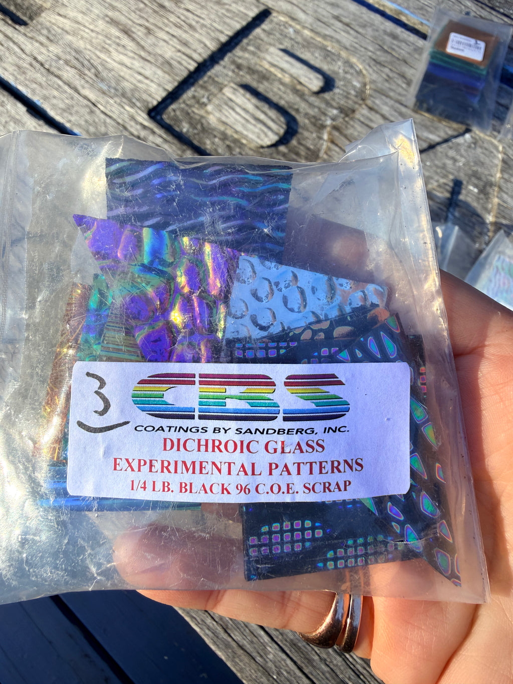 Dichroic glass Experimental Patterns COE 96 BLACK Scrap