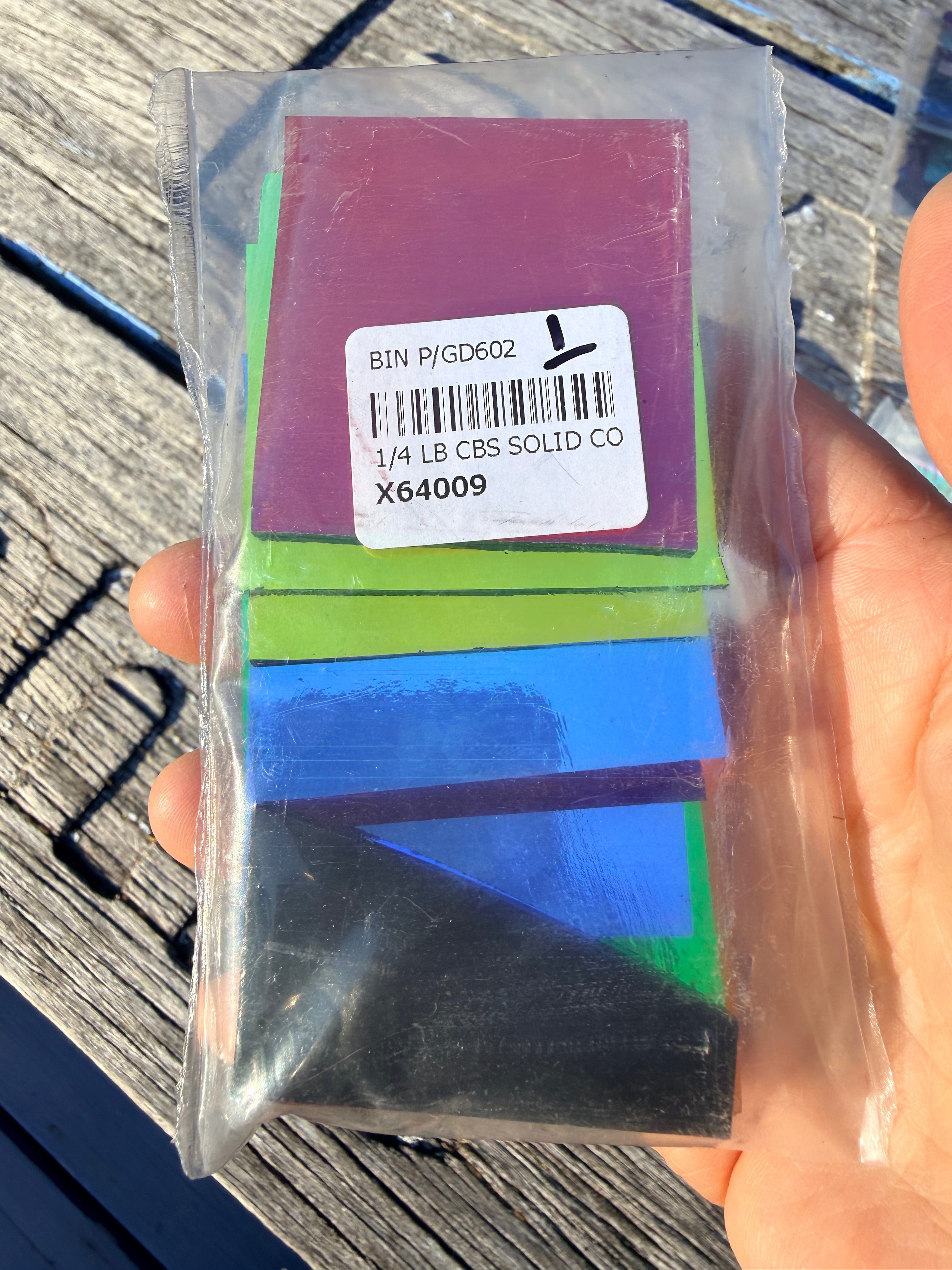CBS Solid Colors Dichroic Scrap On Thin Black - 96 COE - 116 Grams