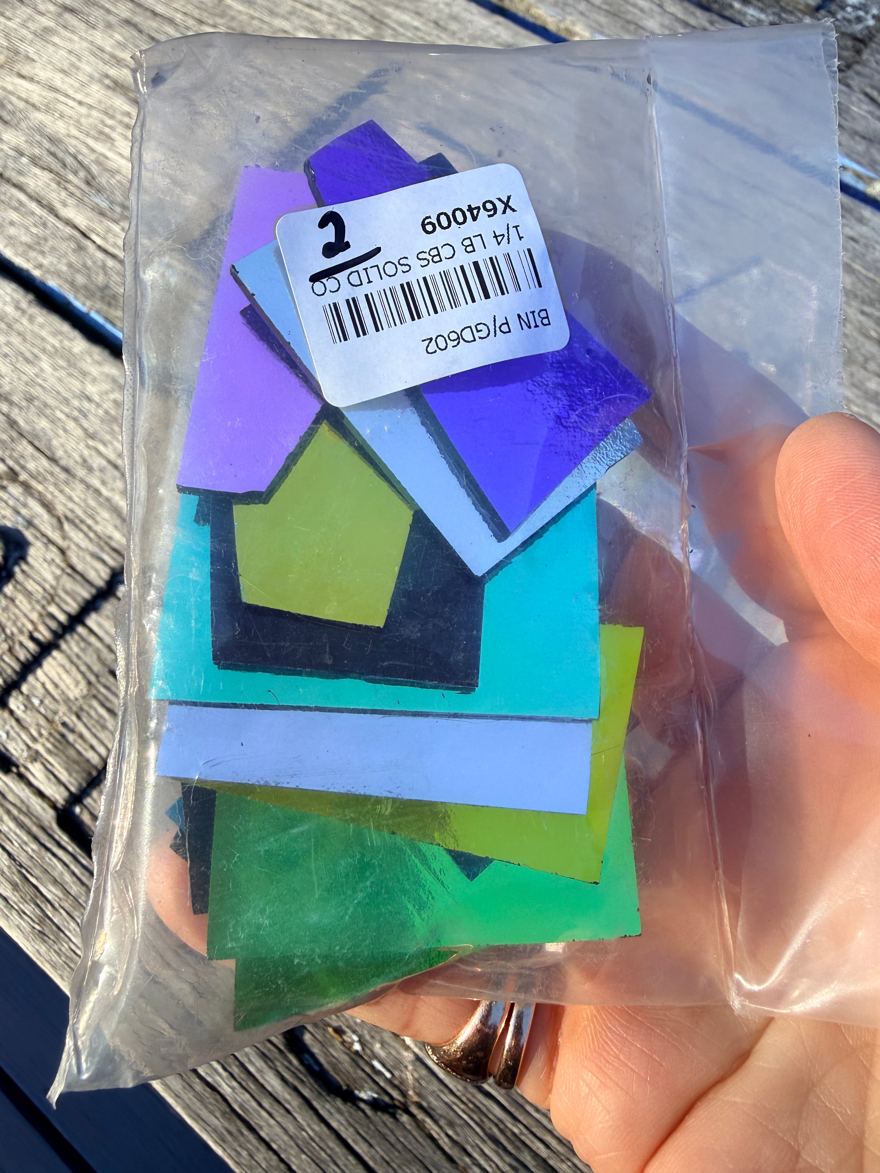 CBS Solid Colors Dichroic Scrap On Thin Black - 96 COE - 116 Grams