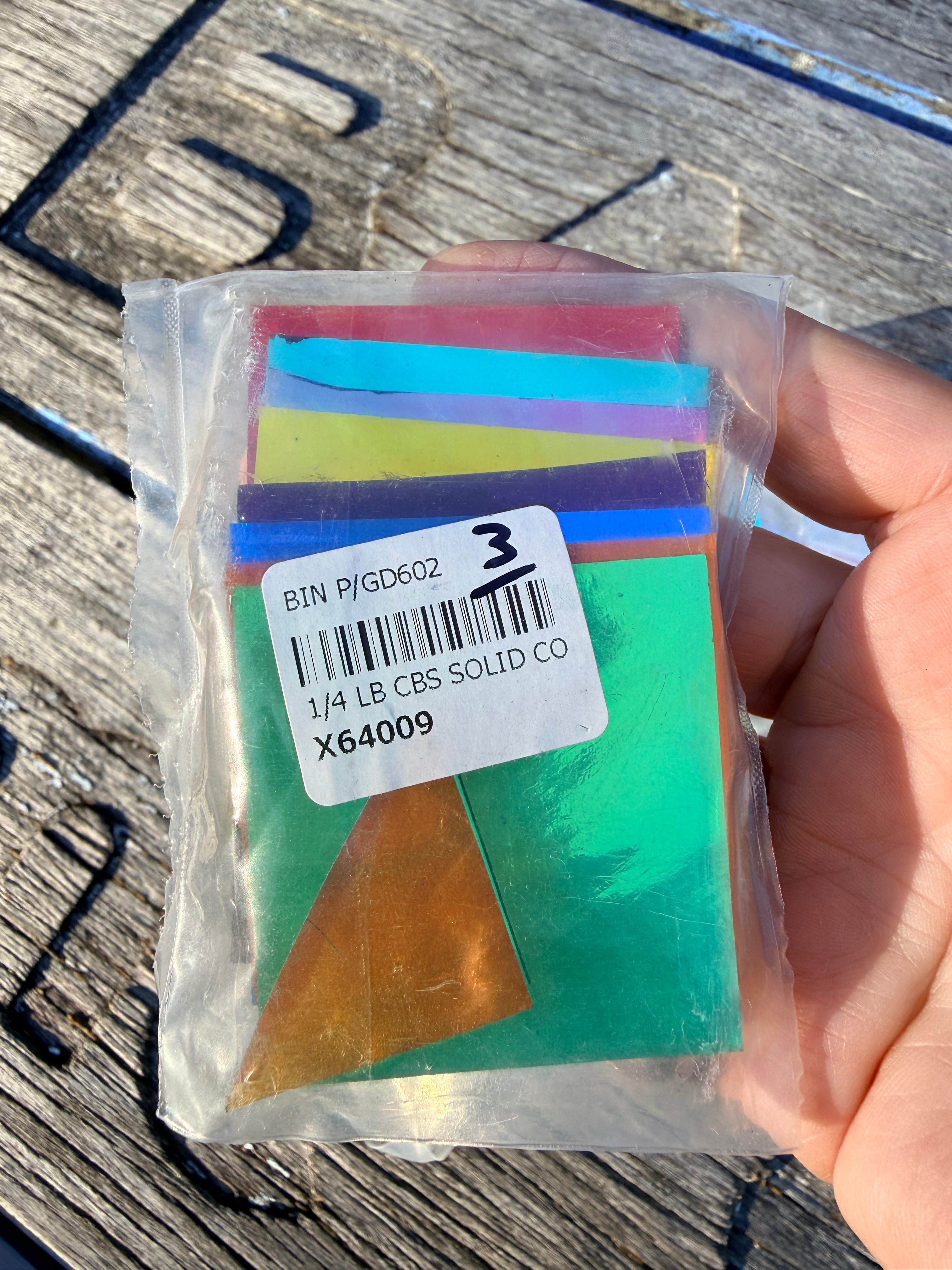 CBS Solid Colors Dichroic Scrap On Thin Black - 96 COE - 116 Grams
