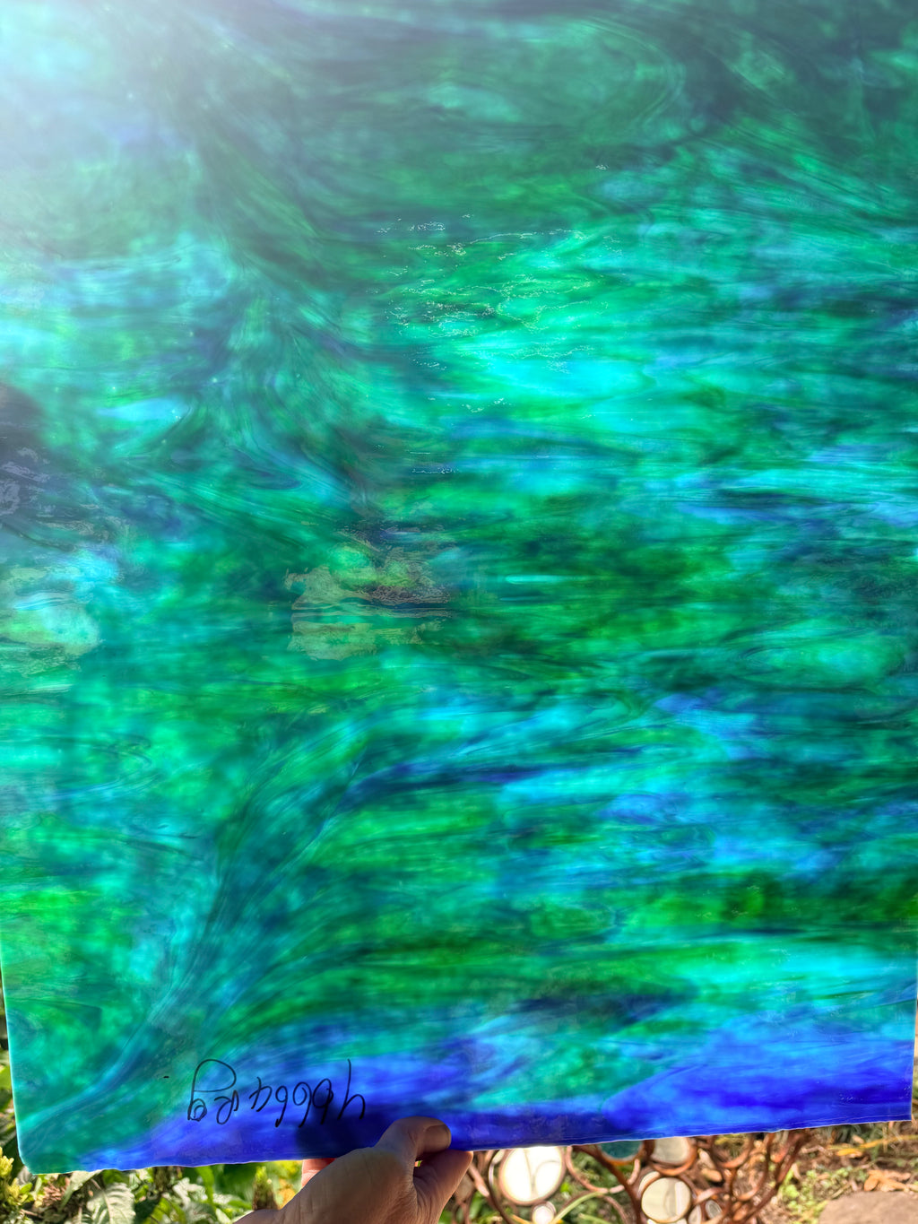 Youghiogheny Turquoise, Cobalt Blue, Green Mottled - Y6664RG